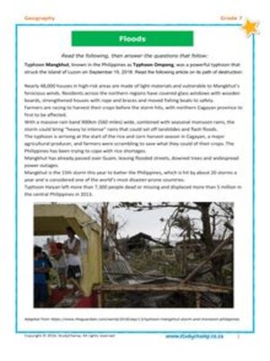 cover image of Grade 7 Geography Worksheet: Floods
